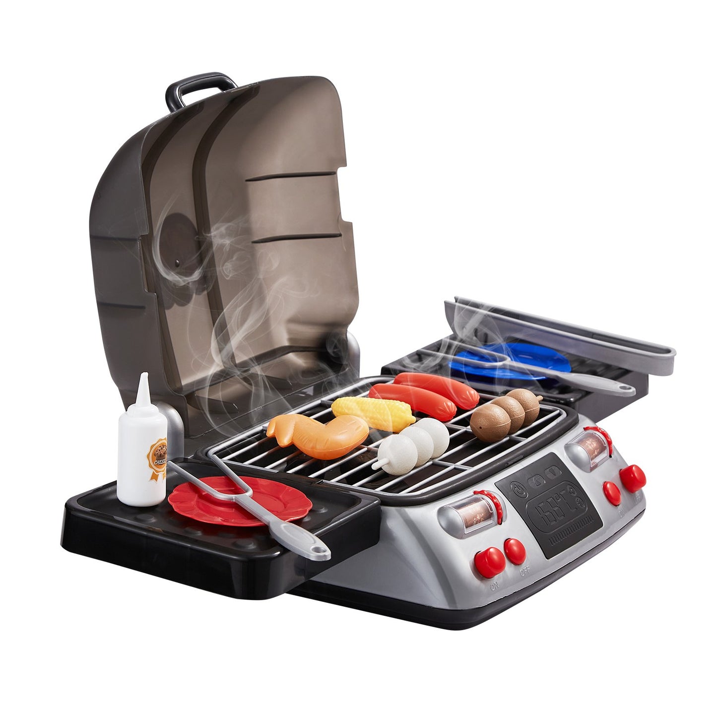 19 pcs Kids BBQ Grill Playset Cooking Grill Toy Set with Smoke Sound
