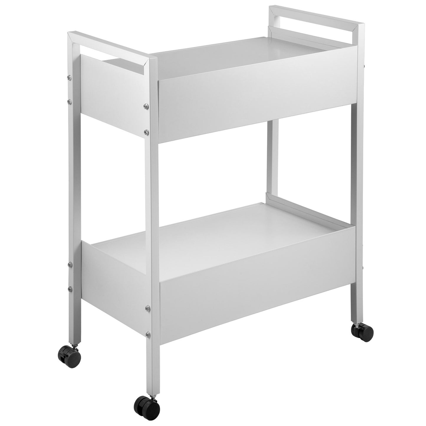 Lab Cart, 2 våningar rostfritt stål Utility Cart Medical Cart 2 lådor Rullande labbvagn Vit färg serveringsvagn med 360° hjul för laboratorie sjukhus Tandvårdssalong Skönhet