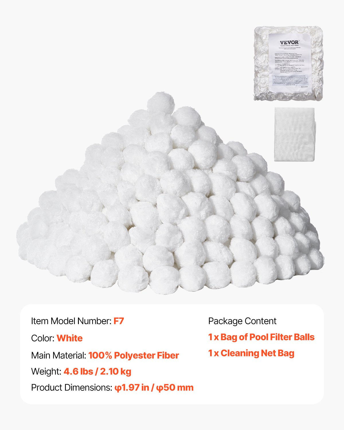Pool-Filterbälle für Sandfilterpumpe, 2,1 kg, wiederverwendbar, für Pool