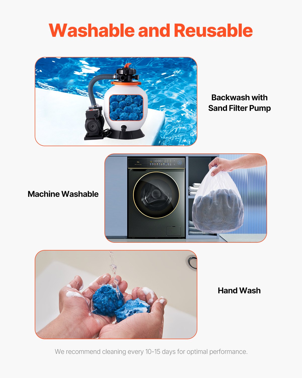 Pool-Filterbälle für Sandfilterpumpe, Pool, 0,7 kg, wiederverwendbar, blau