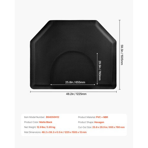 Salongsmatta för hårstylist 1225 x 1505 mm Hexagonig salongsmatta 13 mm tjock | EU