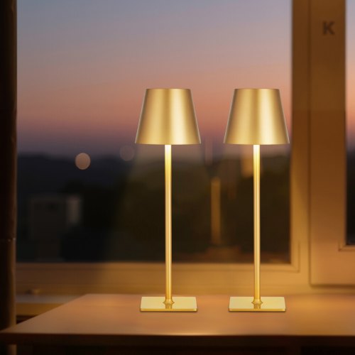 Sladdlös Bordslampa 2-pack 5200mAh Uppladdningsbart Batteri Skrivbordslampa Guld