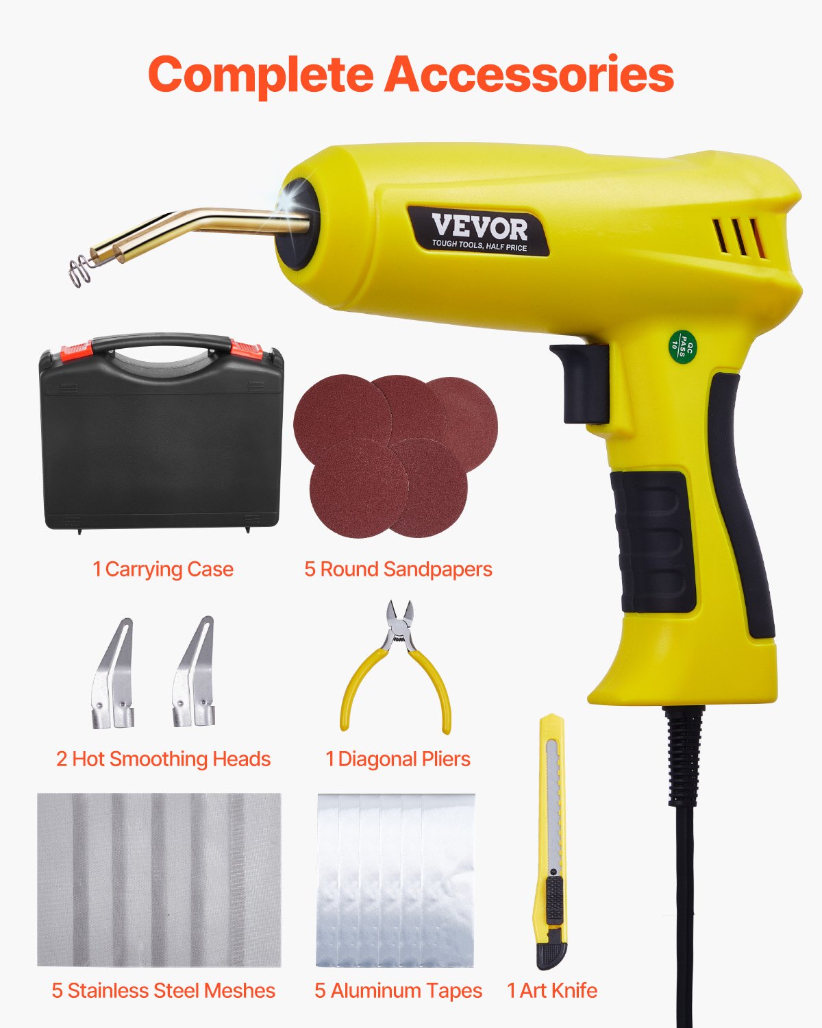 Plastic Welder 220W Plastic Welding Gun Kit with 800 Staples and 56 Rods