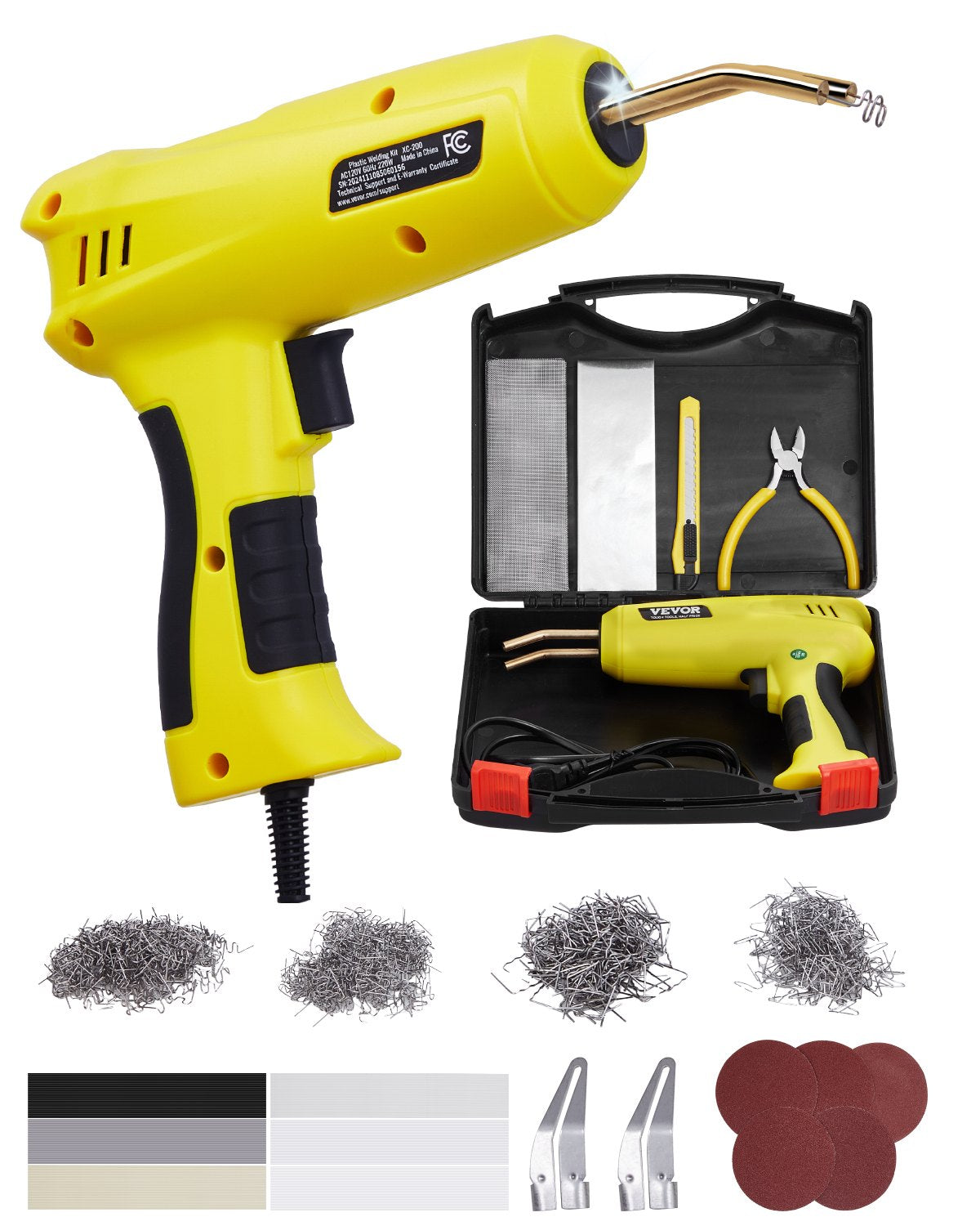Plastic Welder 220W Plastic Welding Gun Kit with 800 Staples and 56 Rods