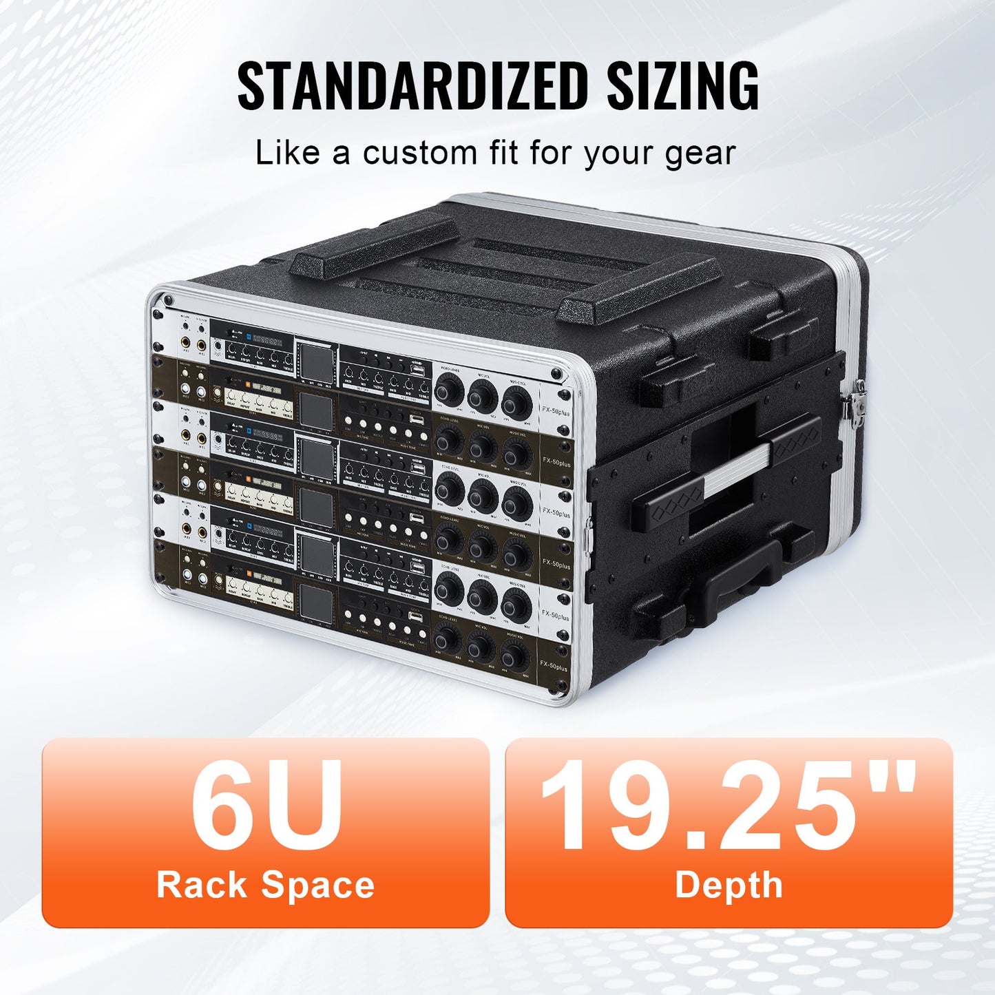 6U Rack Case Server Rack Cabinet 19 i djup med ABS konstruktionshandtag