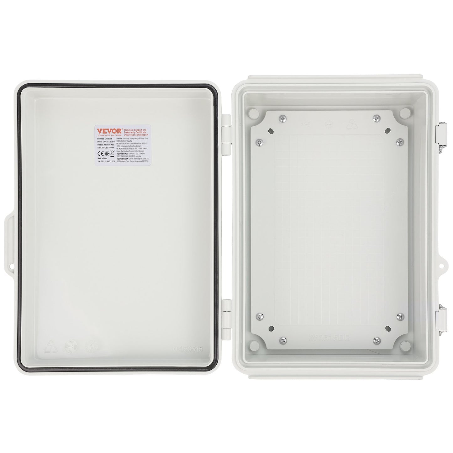 Outdoor Electrical Junction Box, 11.81 x 7.87 x 7.08 inches, ABS Plastic Electrical Box with Hinged Stainless Steel Latch, IP67 Dustproof Waterproof for Outdoor Electrical Projects