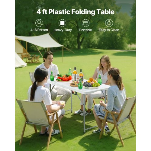 122cm Plast Hopfällbart Picknickbord Bärbart Handtag Inomhus Utomhus