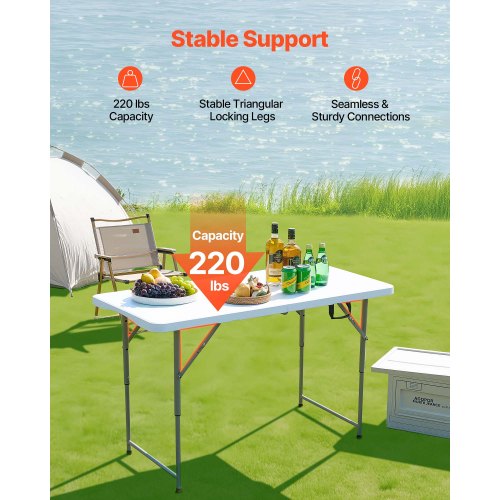 122cm Plast Hopfällbart Picknickbord Bärbart Handtag Inomhus Utomhus