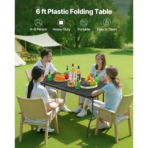 180cm Plastic Folding Picnic Table Portable Handle Indoor Outdoor