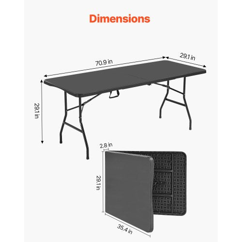 180cm Plastic Folding Picnic Table Portable Handle Indoor Outdoor