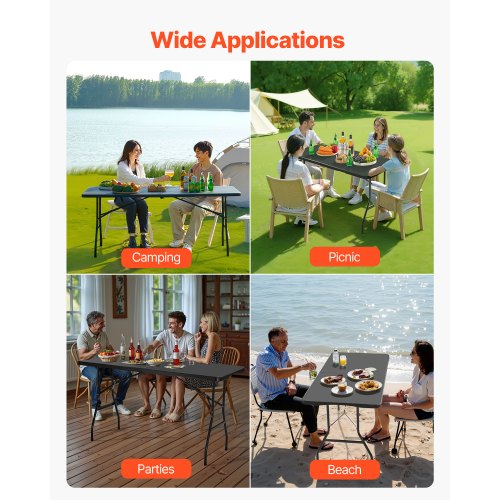 180cm Plastic Folding Picnic Table Portable Handle Indoor Outdoor