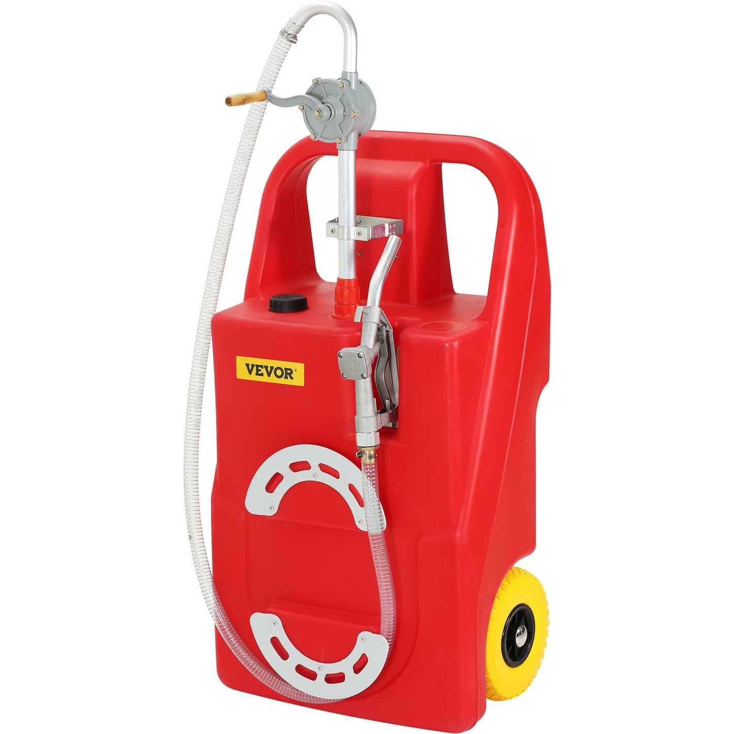 Fuel Caddy, 32 gallon, bärbar bränsletank på hjul, med manuell överföringspump, bensindieselbränslebehållare för bilar, gräsklippare, terränghjulingar, båtar, mer, röd