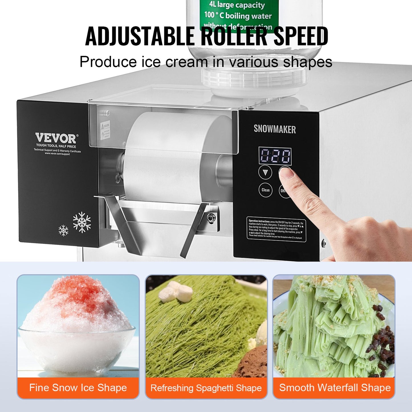 Commercial Snowflake Ice Cream Machine 385LBS/24H Stainless Steel For Ice Cream