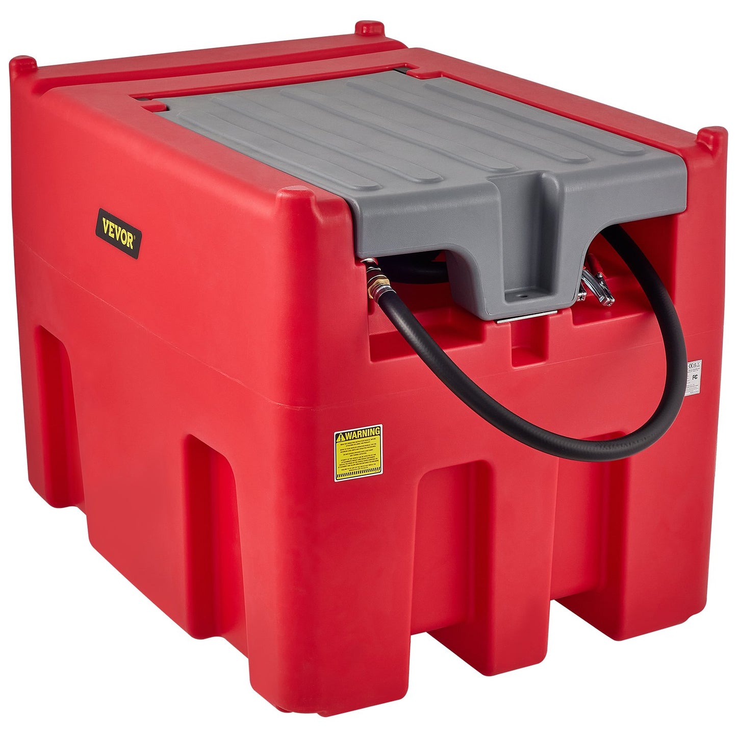 Tragbarer Dieseltank, 116 Gallonen Fassungsvermögen und 10 GPM Durchflussrate, Dieselkraftstofftank mit 12 V elektrischer Transferpumpe und 13,1 Fuß Gummischlauch, PE-Diesel-Transfertank für einfachen Kraftstofftransport, Rot