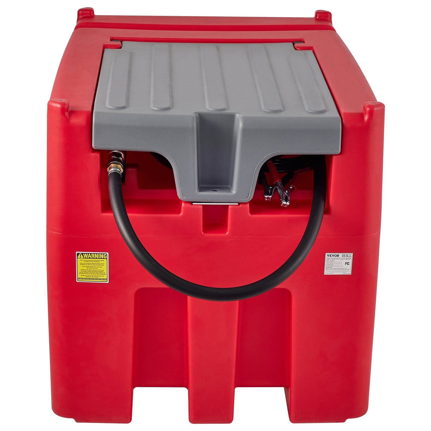 Tragbarer Dieseltank, 116 Gallonen Fassungsvermögen und 10 GPM Durchflussrate, Dieselkraftstofftank mit 12 V elektrischer Transferpumpe und 13,1 Fuß Gummischlauch, PE-Diesel-Transfertank für einfachen Kraftstofftransport, Rot