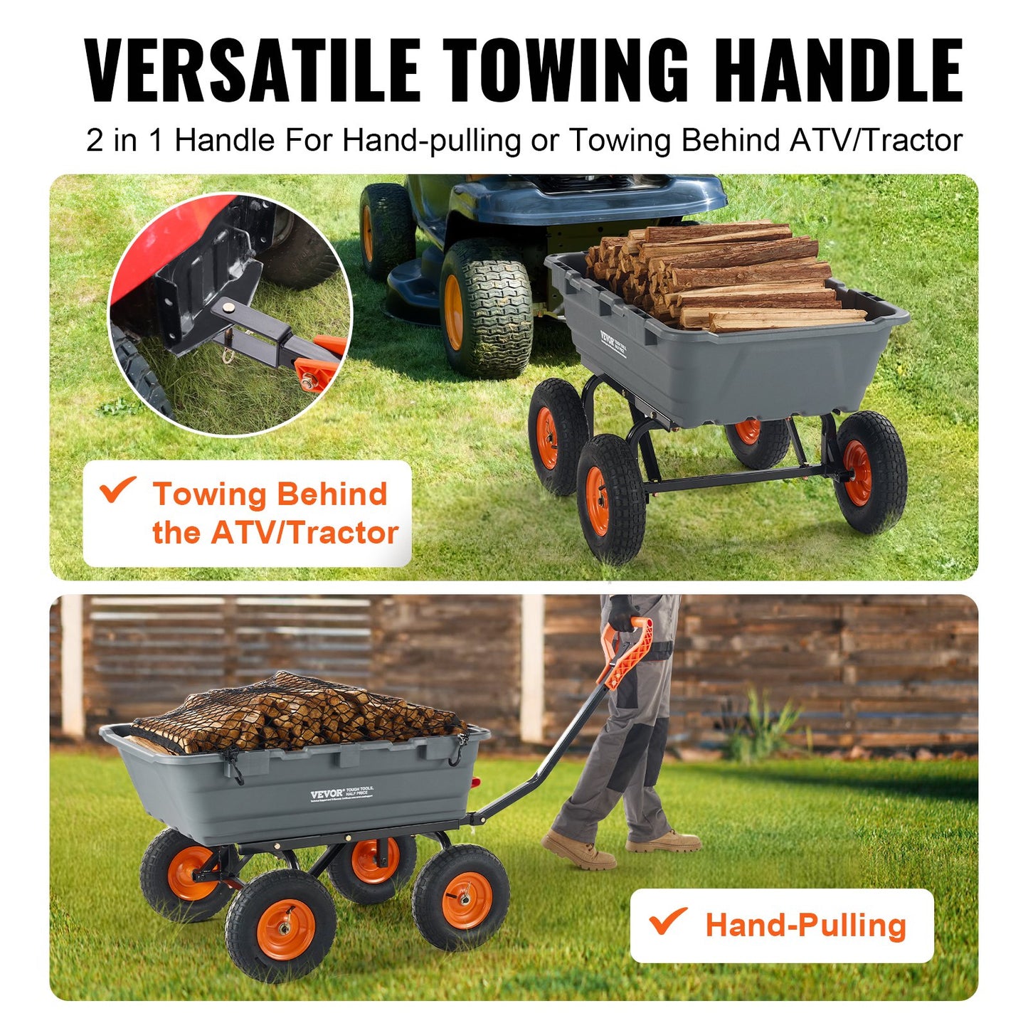 Poly Garden Dump Cart Kraftiga gårdsvagnar och vagnar 6,48 cu.ft 1200 lbs