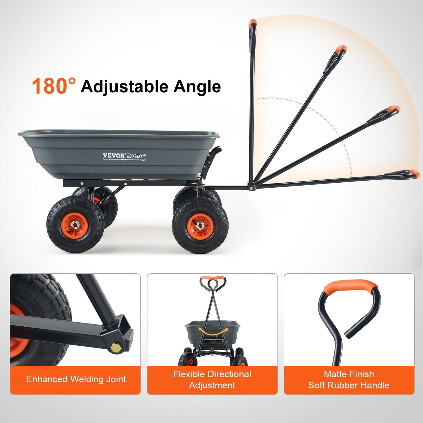Poly Garden tippvagn Kraftiga gårdsvagnar och vagnar 4 cu.ft 600 lbs