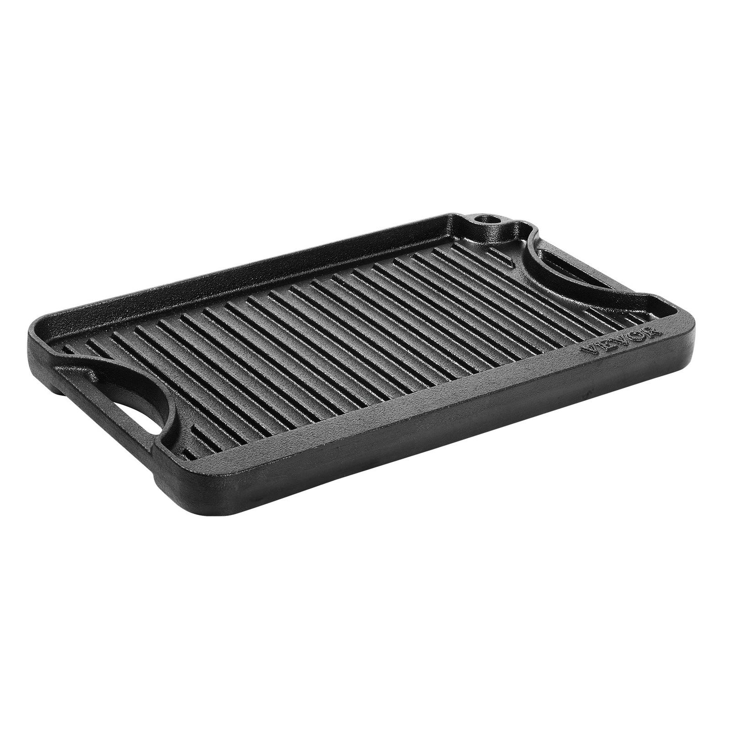 14x8,5 Zoll Wendegrill, vorgewürzte BBQ-Pfanne, Gusseisen, Schwarz
