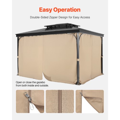 Sichtschutzvorhang für Pavillon, 3,0 x 3,0 x 19,1 cm, wasserdicht, Khaki | EU