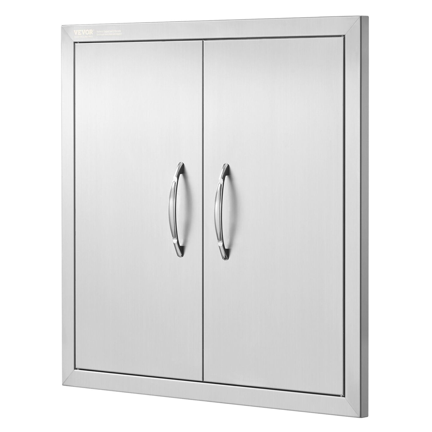 BBQ Access-dörr, 610x610 mm dubbel utomhusköksdörr, infälld dörr i rostfritt stål, dubbelvägg vertikal dörr med handtag och krokar, för BBQ Island, grillstation, ytterskåp