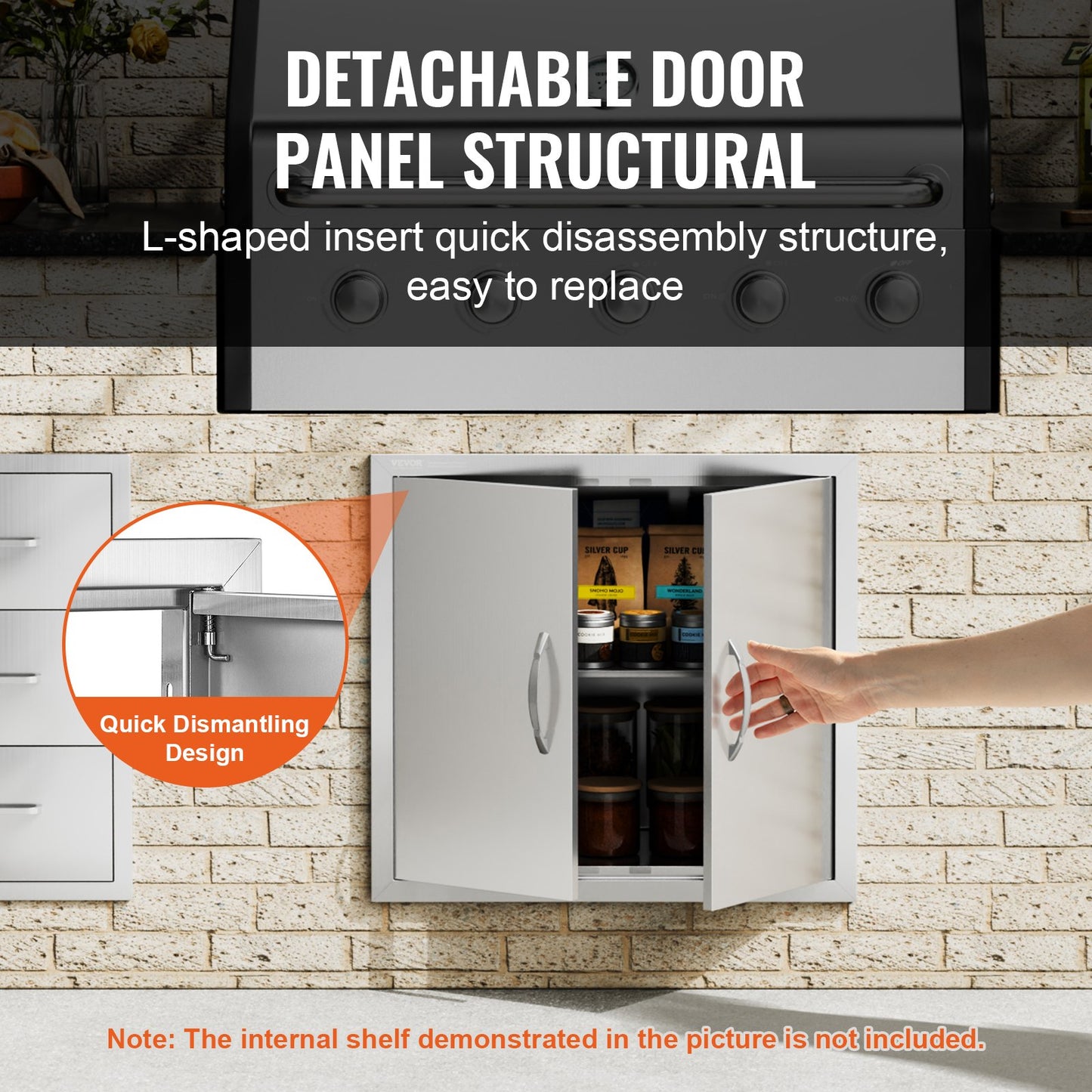 660x609 mm BBQ Island Access Door Outdoor Kitchen Door Stainless Steel