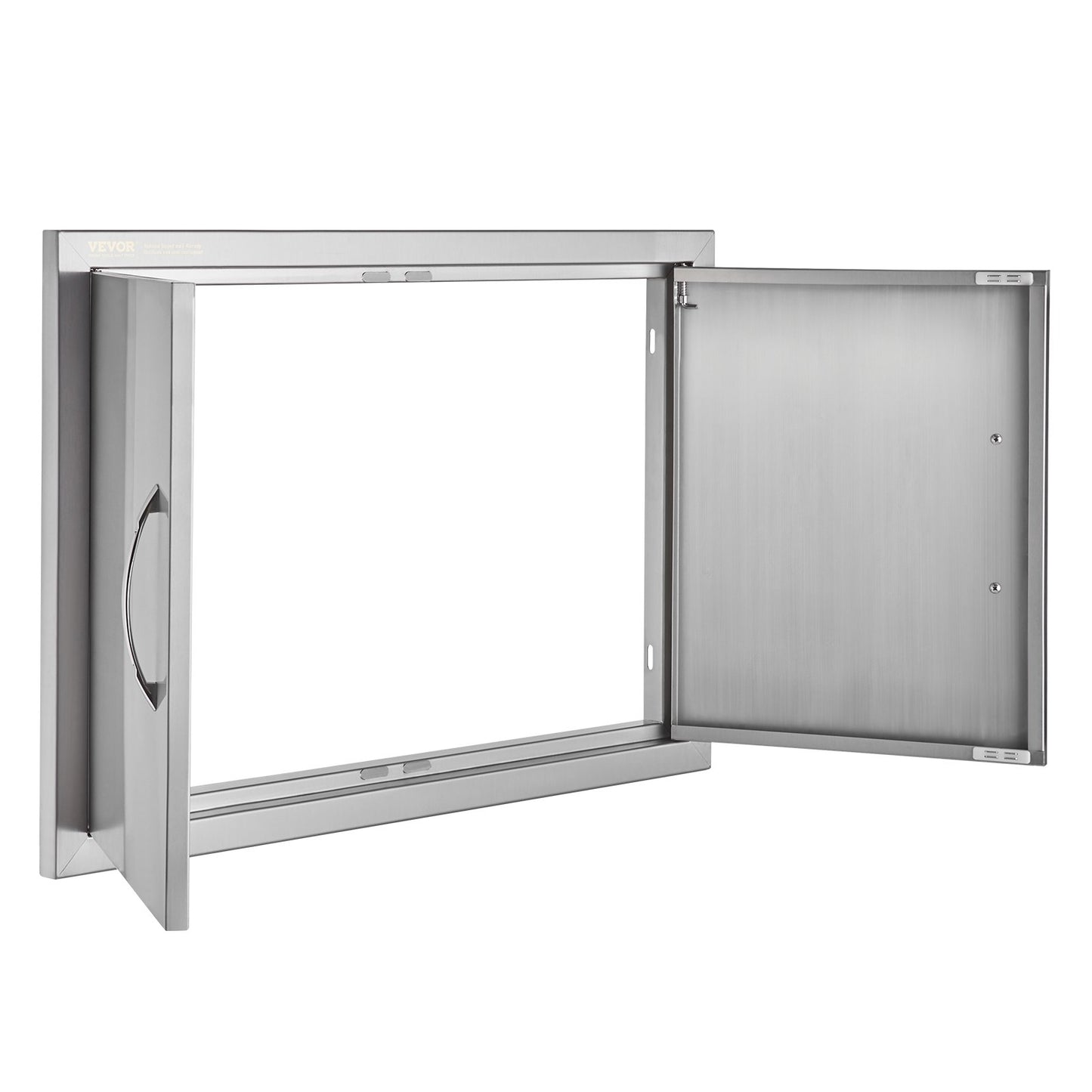 BBQ Access-dörr, 711x482 mm dubbel utomhusköksdörr, infälld dörr i rostfritt stål, vertikal väggdörr med handtag, för BBQ Island, grillstation, ytterskåp
