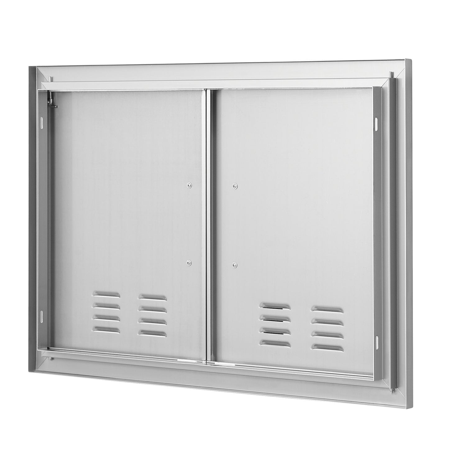 BBQ-åtkomstdörr, 762x533 mm dubbel utomhusköksdörr, infälld dörr i rostfritt stål, vertikal väggdörr med handtag och ventiler, för BBQ Island, grillstation, ytterskåp