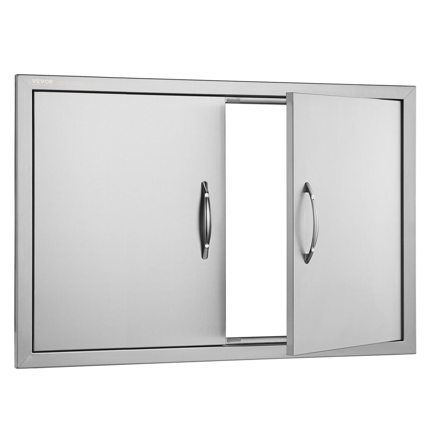 BBQ access door, 838x558 mm double outdoor kitchen door, stainless steel recessed door, vertical wall door with handle, for BBQ Island, grill station, outdoor cabinet