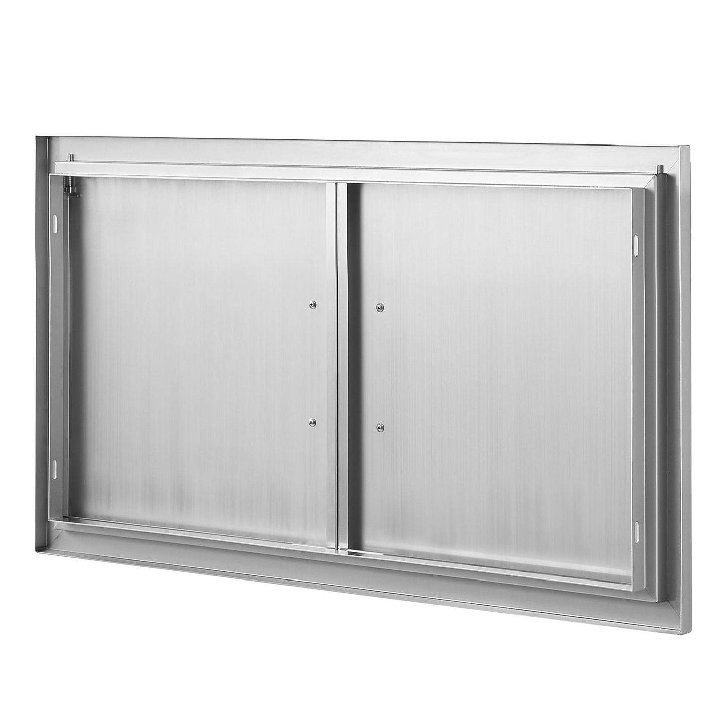 BBQ-åtkomstdörr, 863x482 mm dubbel utomhusköksdörr, infälld dörr i rostfritt stål, vertikal väggdörr med handtag, för BBQ Island, grillstation, ytterskåp