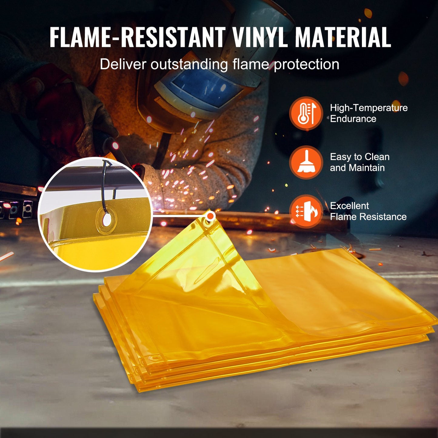 Welding Screen with Frame, 6' x 6' 3 Panel Welding Curtain Screens, Flame Retardant Vinyl Welding Protective Screen on 12 Swivel Casters (6 Lockable), Movable & Professional for Workshop, Yellow