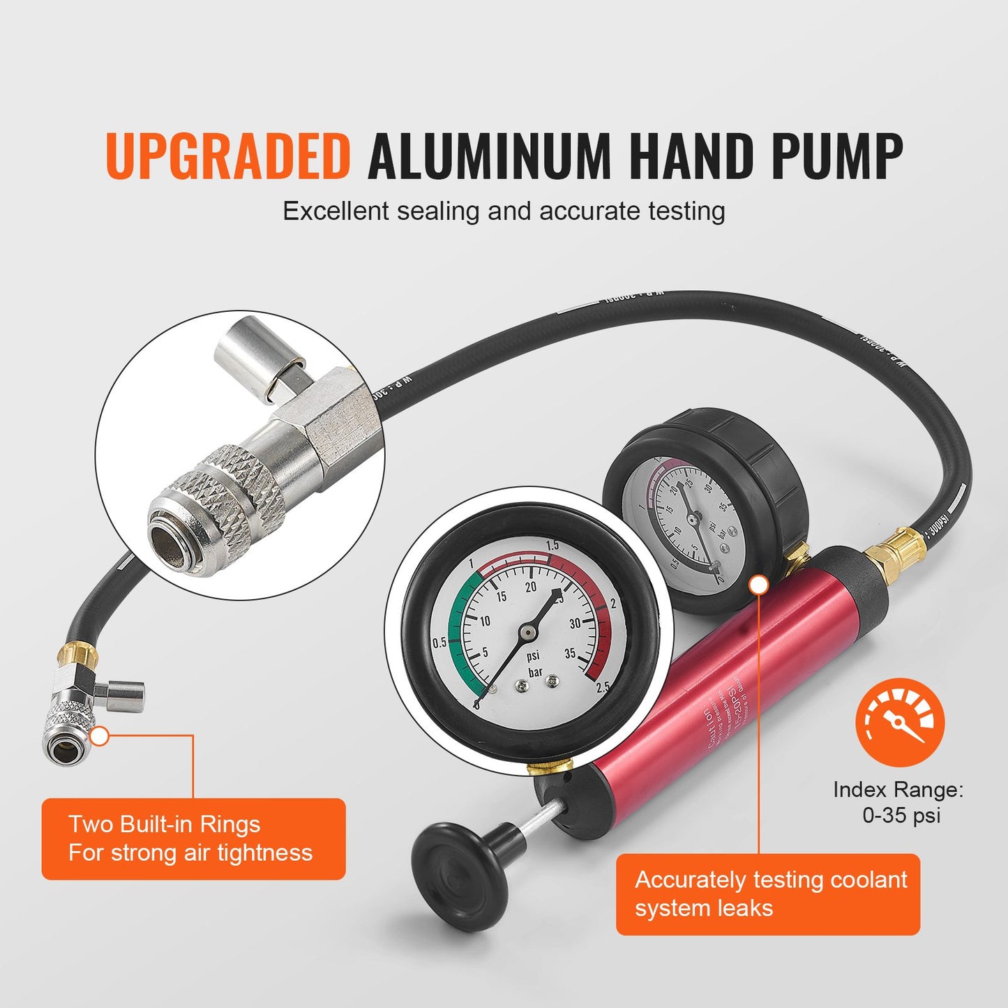 14pcs Universal Radiator Pressure Test Kit, Coolant Pressure Test Kit with Manual Pump and Color-Coded Steel Test Cap Adapters, with Tool Box, for Cars Motorcycles Trucks Cooling System