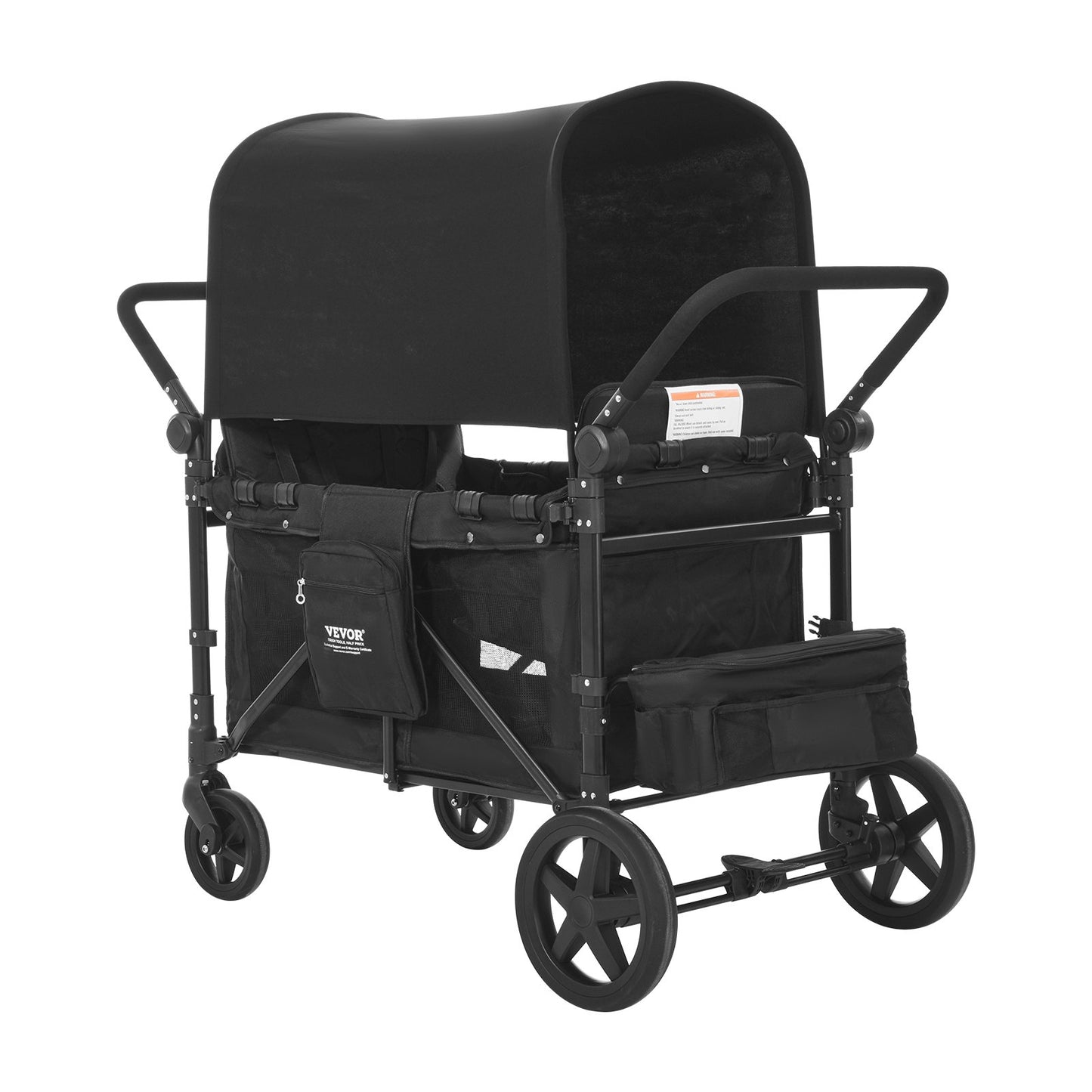 Vagnvagn för 4 barn Push Pull Hopfällbar Barnvagn 330LBS Laddar