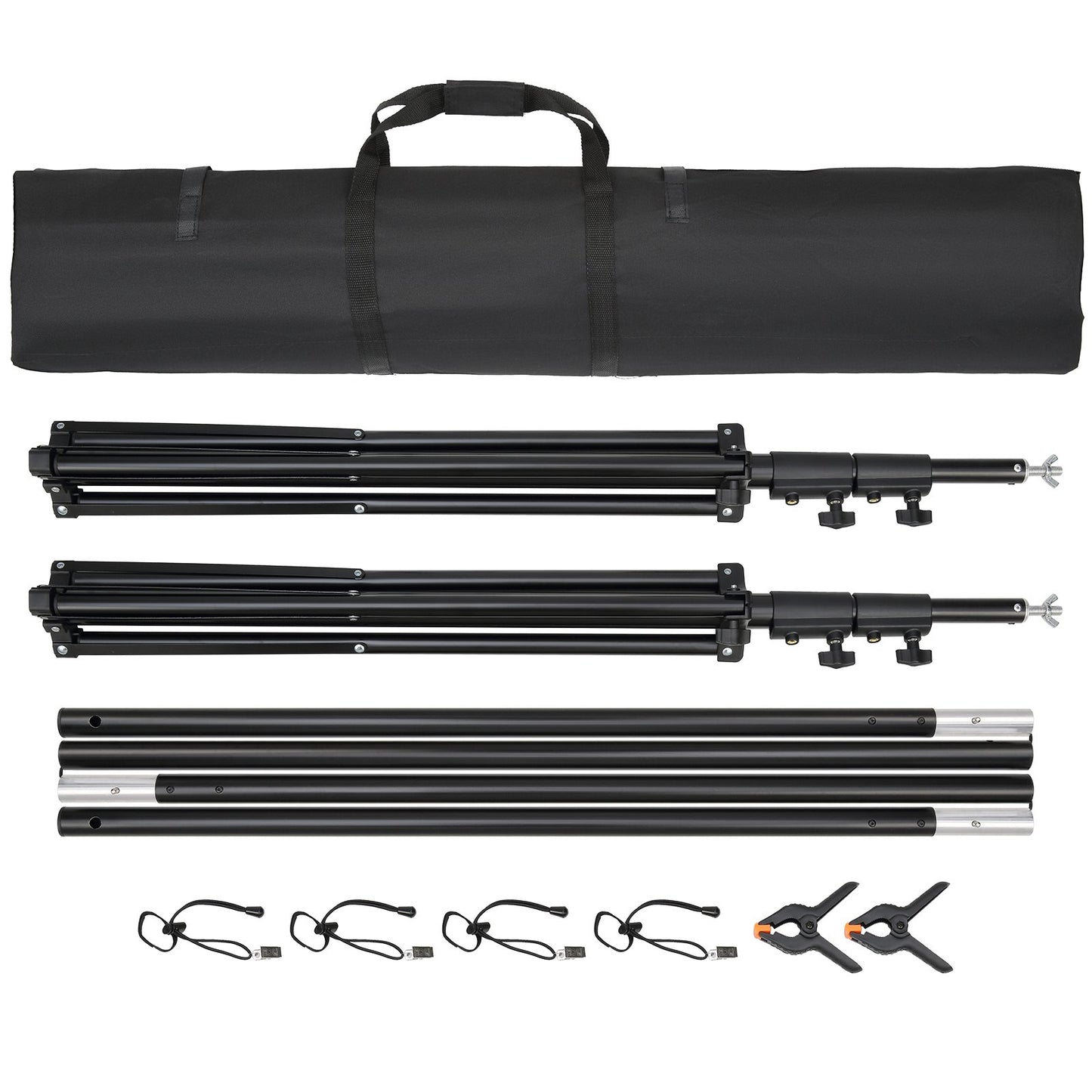 12 x 10 fot Heavy Duty Backdrop Stand, höjdjusterbart fotografi Backdrop Stand, Background Support System med 6 klämmor och en bärväska, för fest, bröllop, display, foto