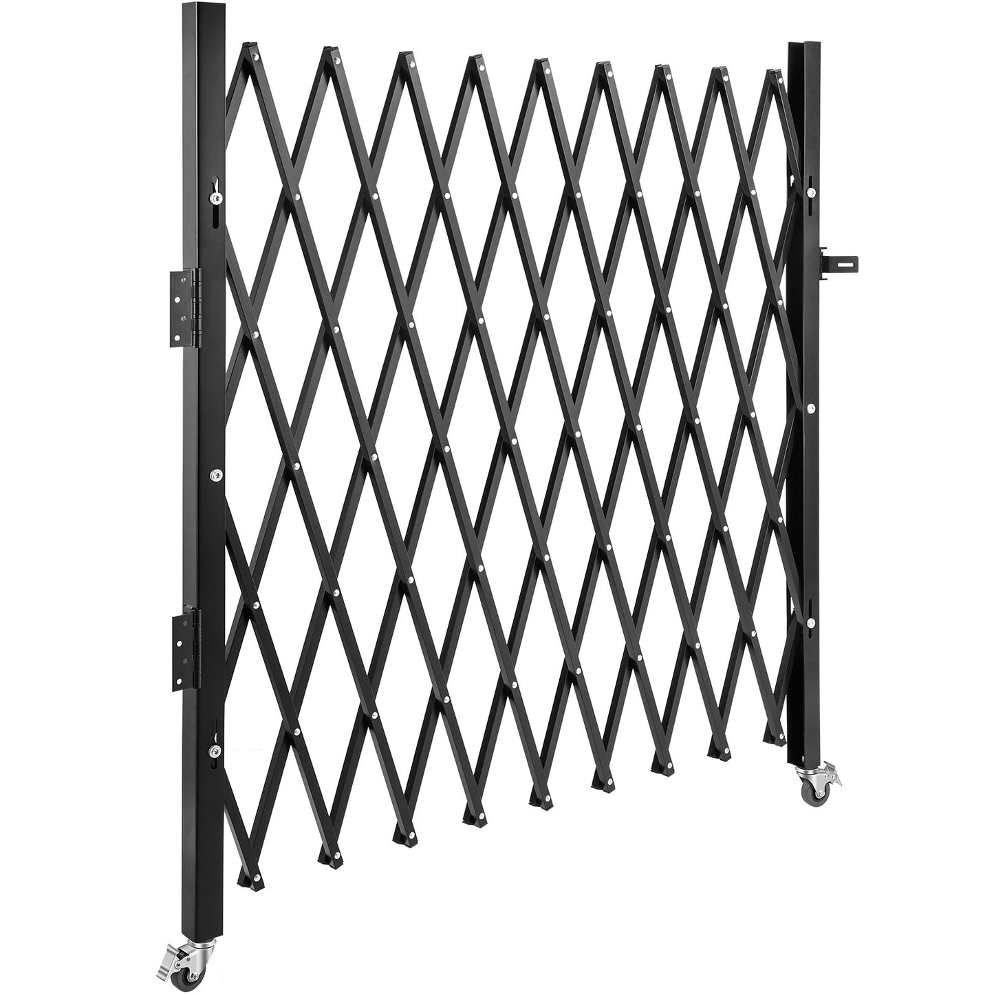 Enkel vikbar säkerhetsport, 6-1/2' H x 7-1/2' W vikdörrsport, dragspelssäkerhetsport i stål, flexibel expanderande säkerhetsgrind, 360° rullbarrikadport, saxport/dörr med hänglås