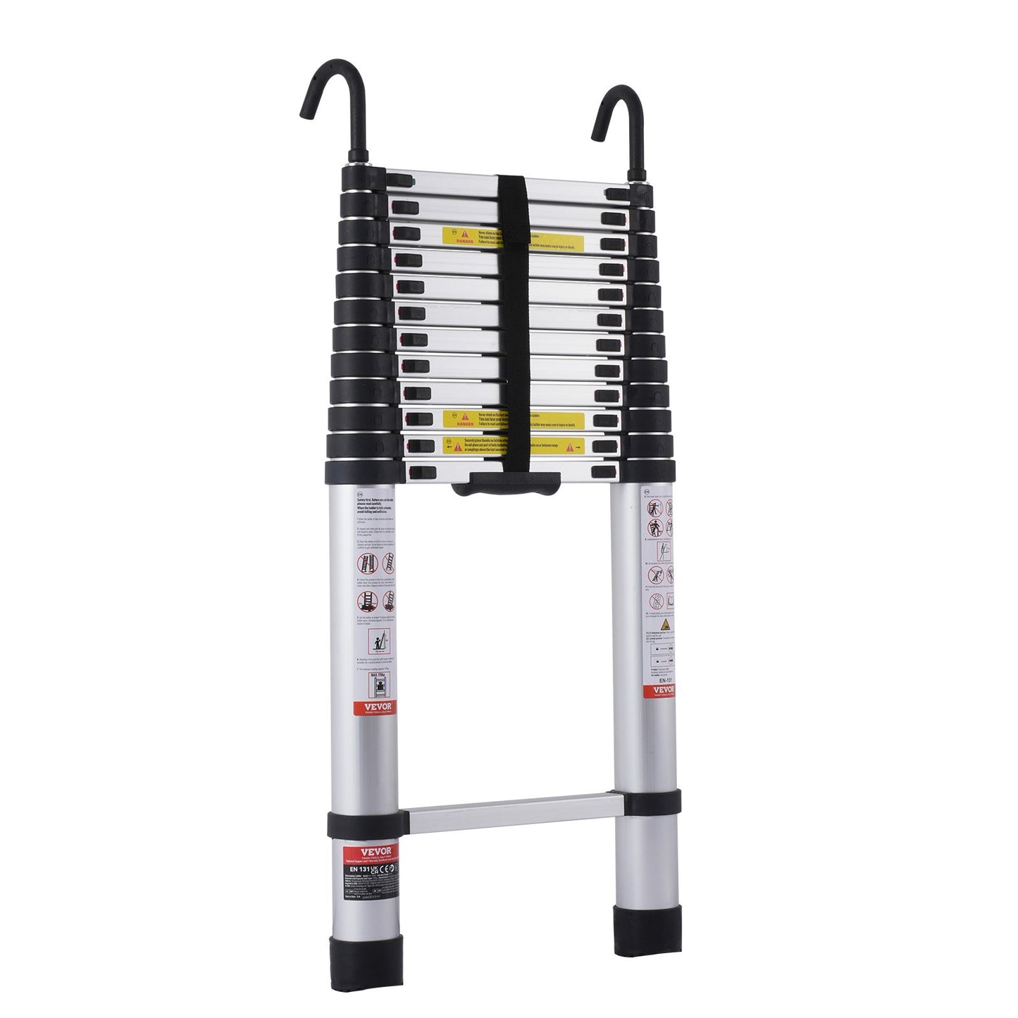 Telescopic Extension Ladder 16.4 FT Multi-Button Retract 375 LBS