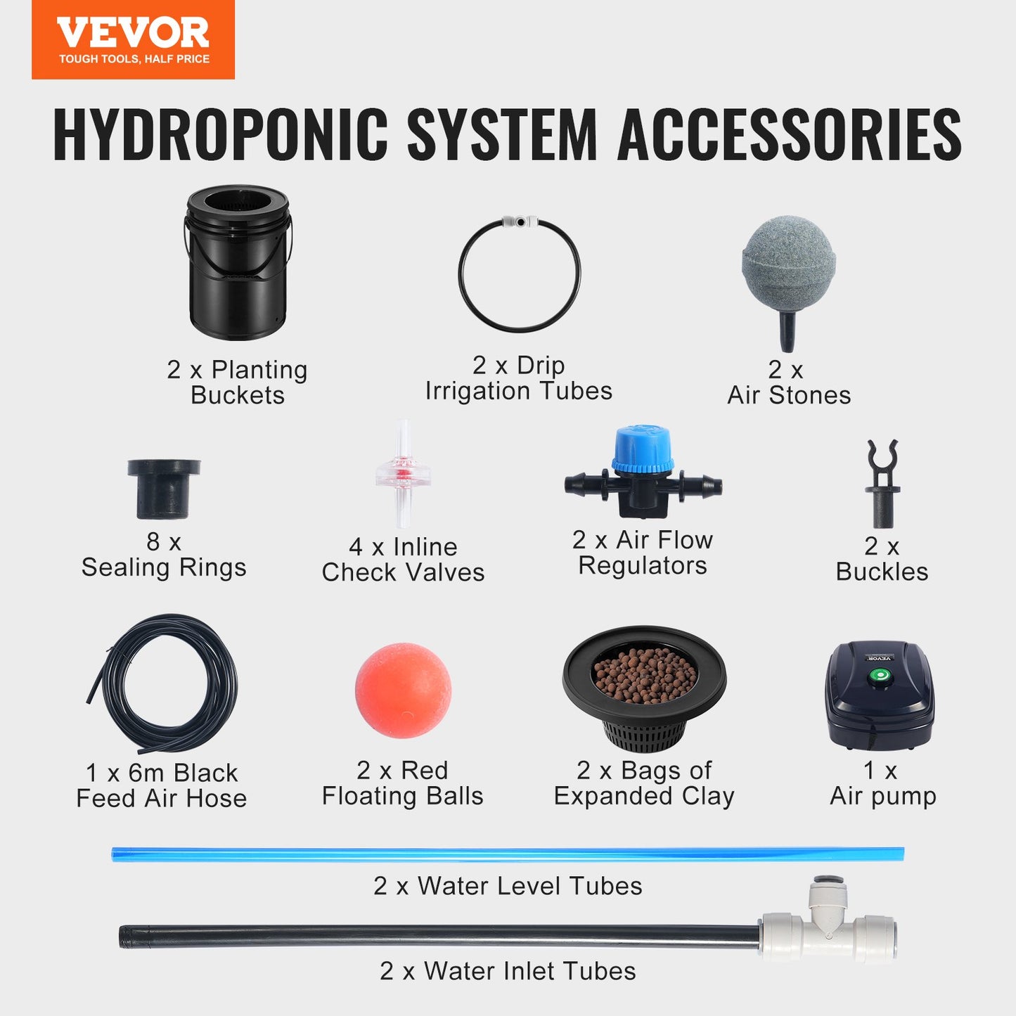 DWC Hydroponics Grow System Djupvattenkultur med Top Drip 2 hinkar