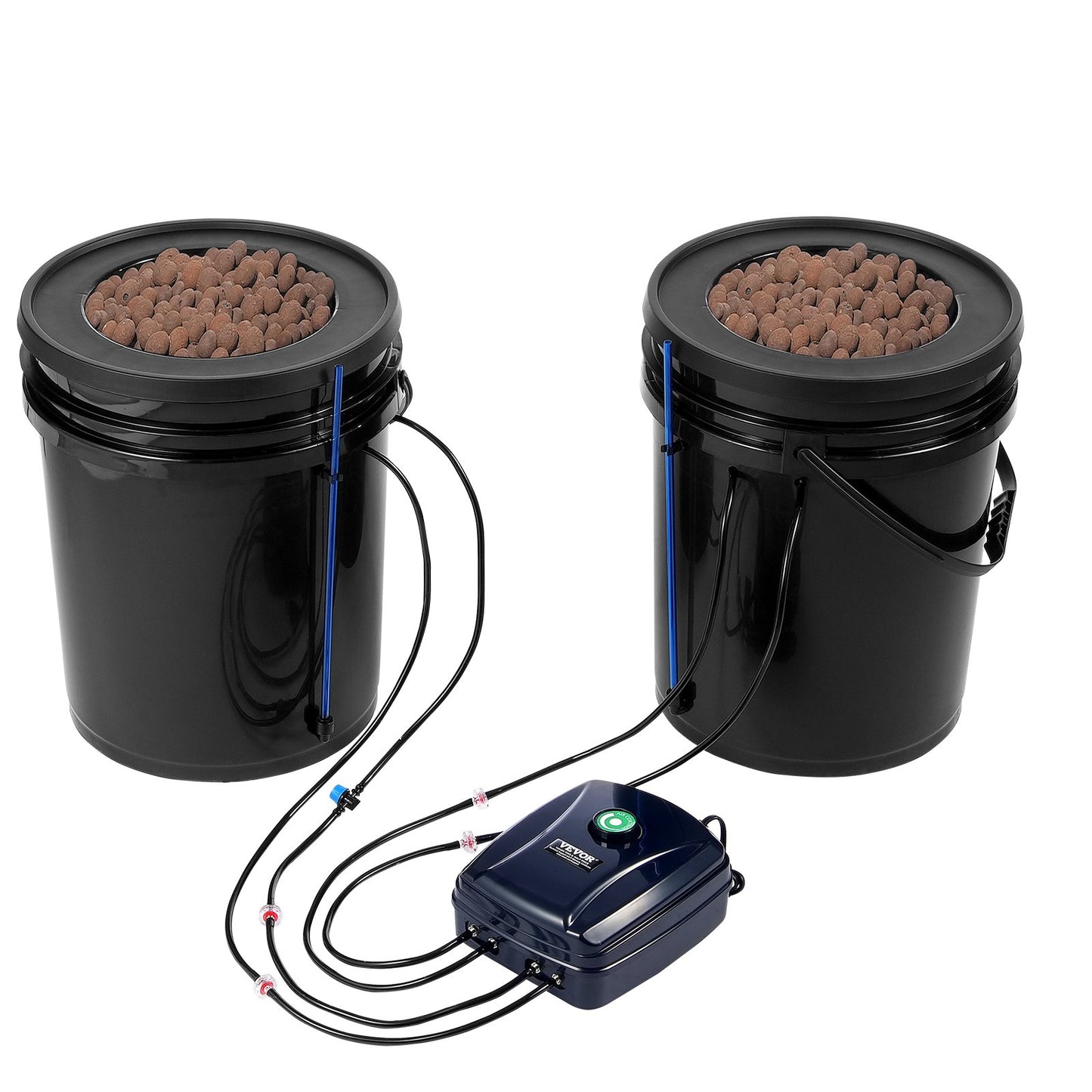 DWC Hydroponics Grow System Djupvattenkultur med Top Drip 2 hinkar