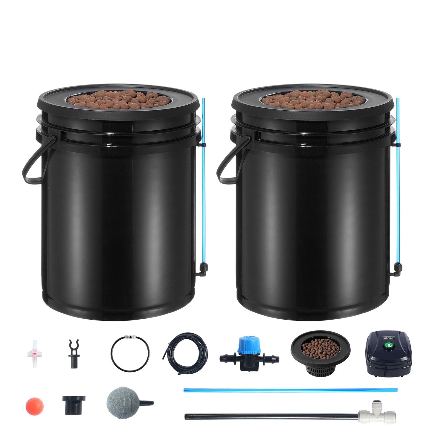 DWC Hydroponics Grow System Djupvattenkultur med Top Drip 2 hinkar