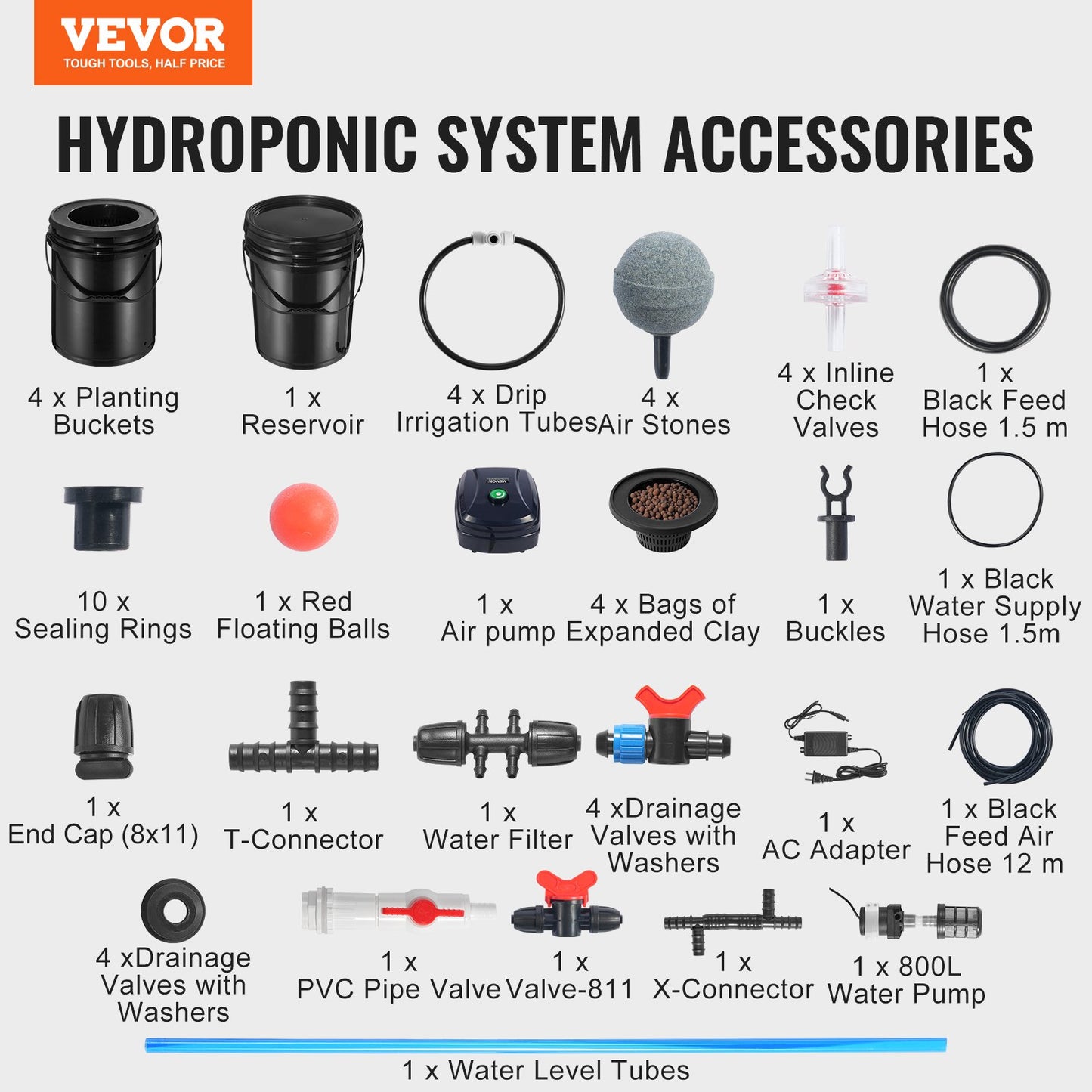 RDWC Hydroponics System recirculating deep water culture 4 buckets 5 gal