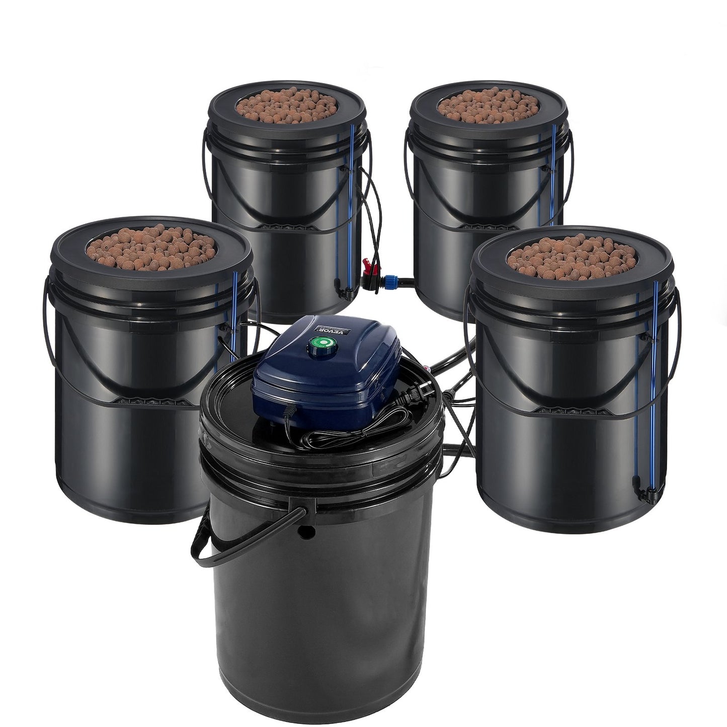 RDWC Hydroponics System recirculating deep water culture 4 buckets 5 gal
