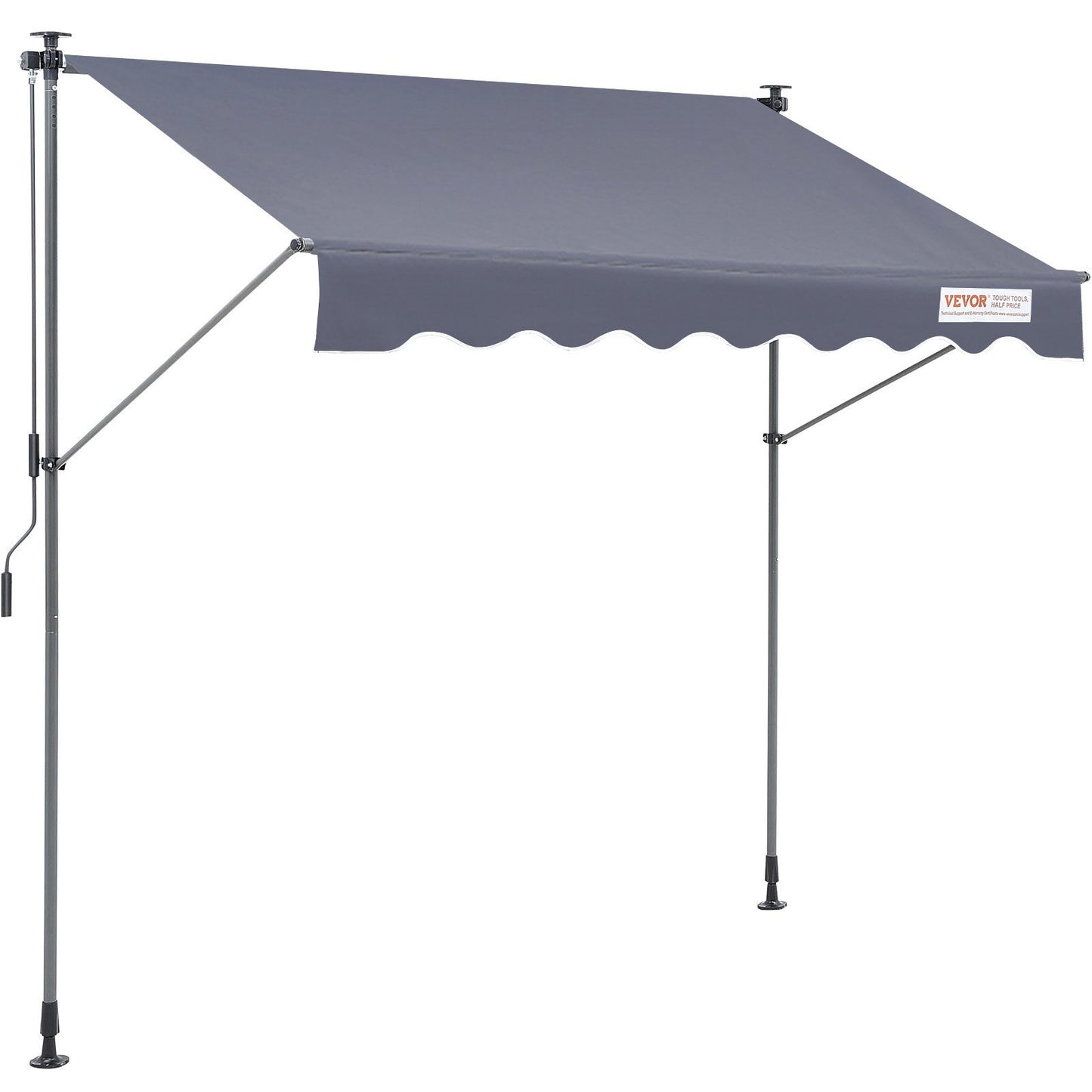 Manuell infällbar markis, 118" utfällbar uteplats markis solskydd, justerbar uteplats dörr Fönster markis kapell med 39" solskyddsgardin för bakgård, trädgård, balkong