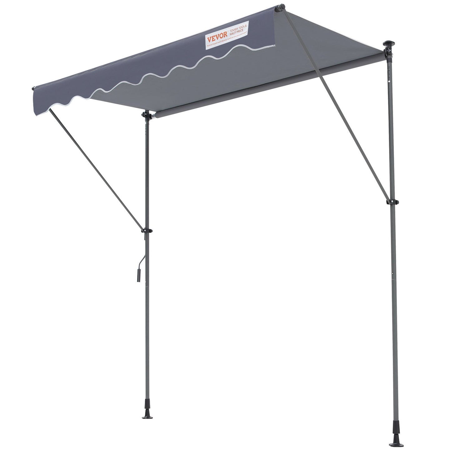 Manuell infällbar markis, 118" utfällbar uteplats markis solskydd, justerbar uteplats dörr Fönster markis kapell med 39" solskyddsgardin för bakgård, trädgård, balkong