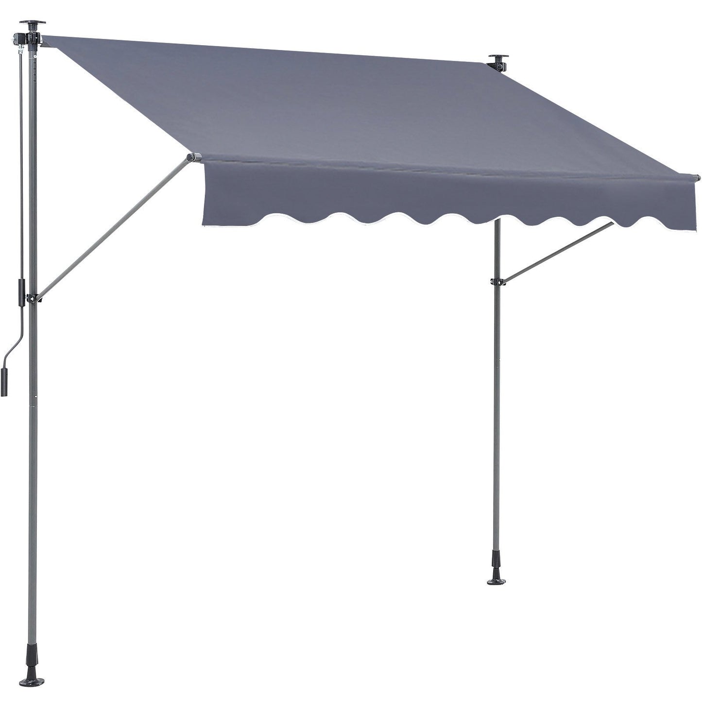 Manuell infällbar markis, 118" utfällbar uteplats markis solskydd, justerbar uteplats dörr Fönster markis kapell med 39" solskyddsgardin för bakgård, trädgård, balkong