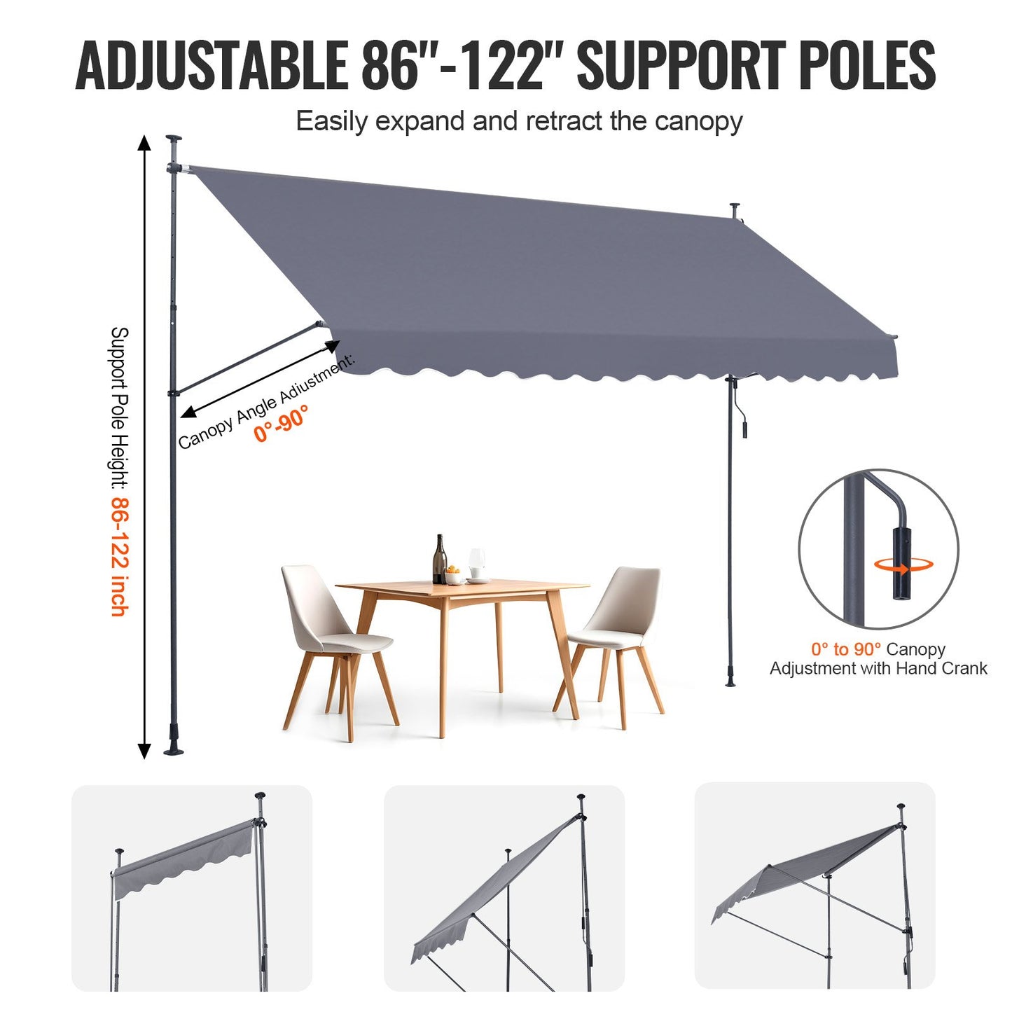 157x47" uteplatsmarkis Infällbar markis solskyddsskydd med vev
