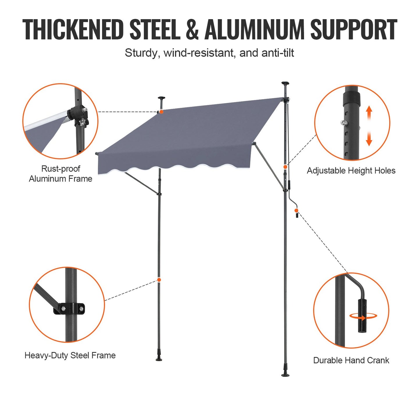 59x47" patio awning Retractable awning sunshade cover with crank