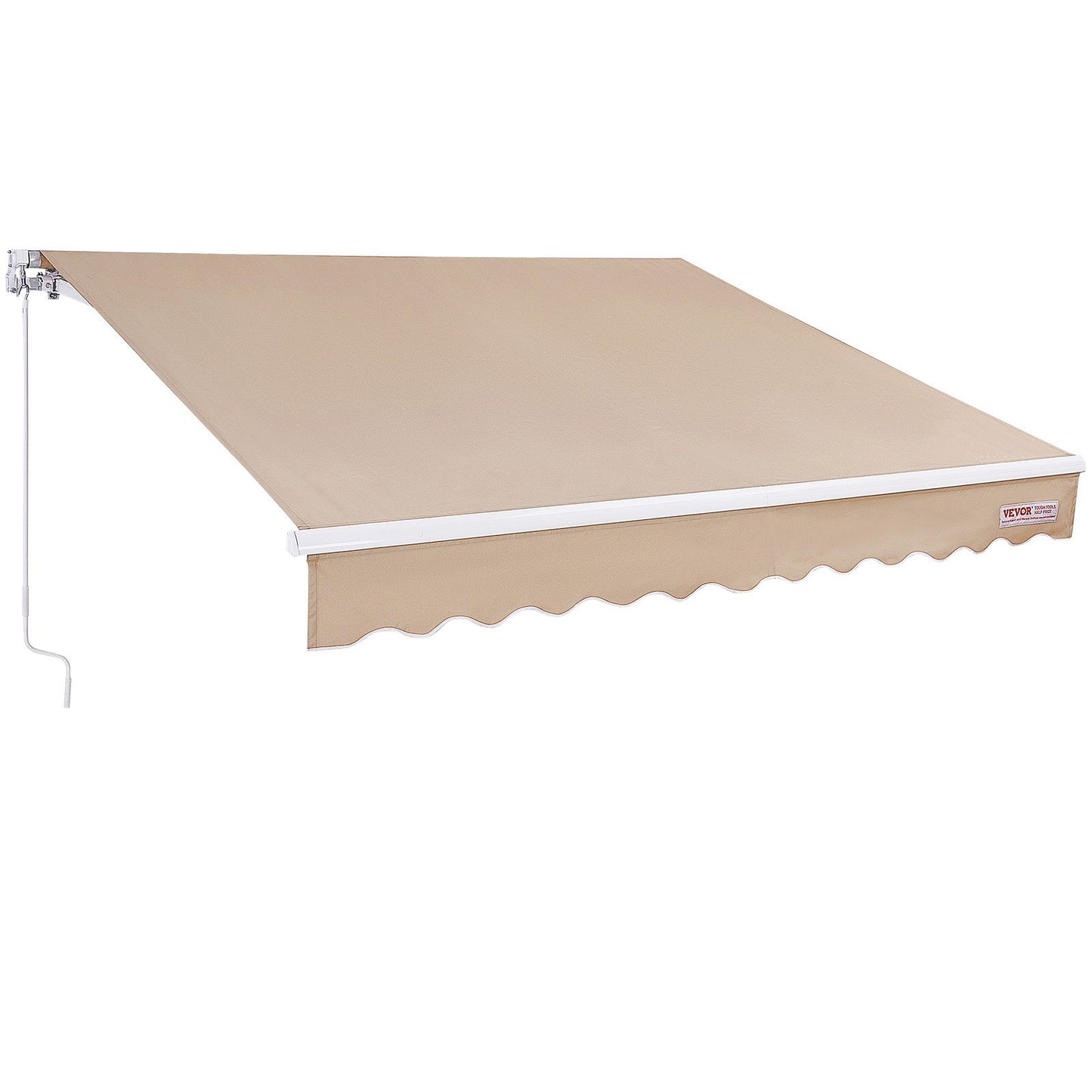 Manual Retractable Awning, 10 x 8 ft Patio Awning Retractable Sun Shade, Waterproof Polyester Patio Door Window Awning Sunshade with Crank for Backyard, Balcony