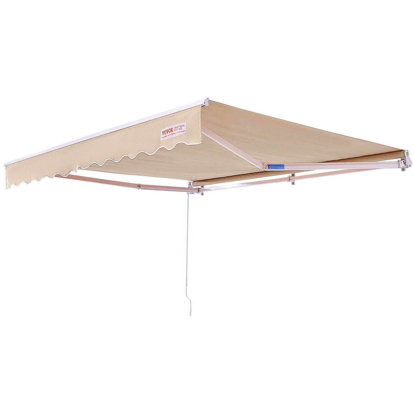 Manual Retractable Awning, 10 x 8 ft Patio Awning Retractable Sun Shade, Waterproof Polyester Patio Door Window Awning Sunshade with Crank for Backyard, Balcony