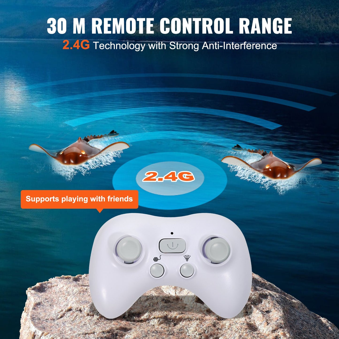 Fjärrkontroll Manta Ray Toy 2,4 GHz High Speed RC Båt Barn Vuxna Present