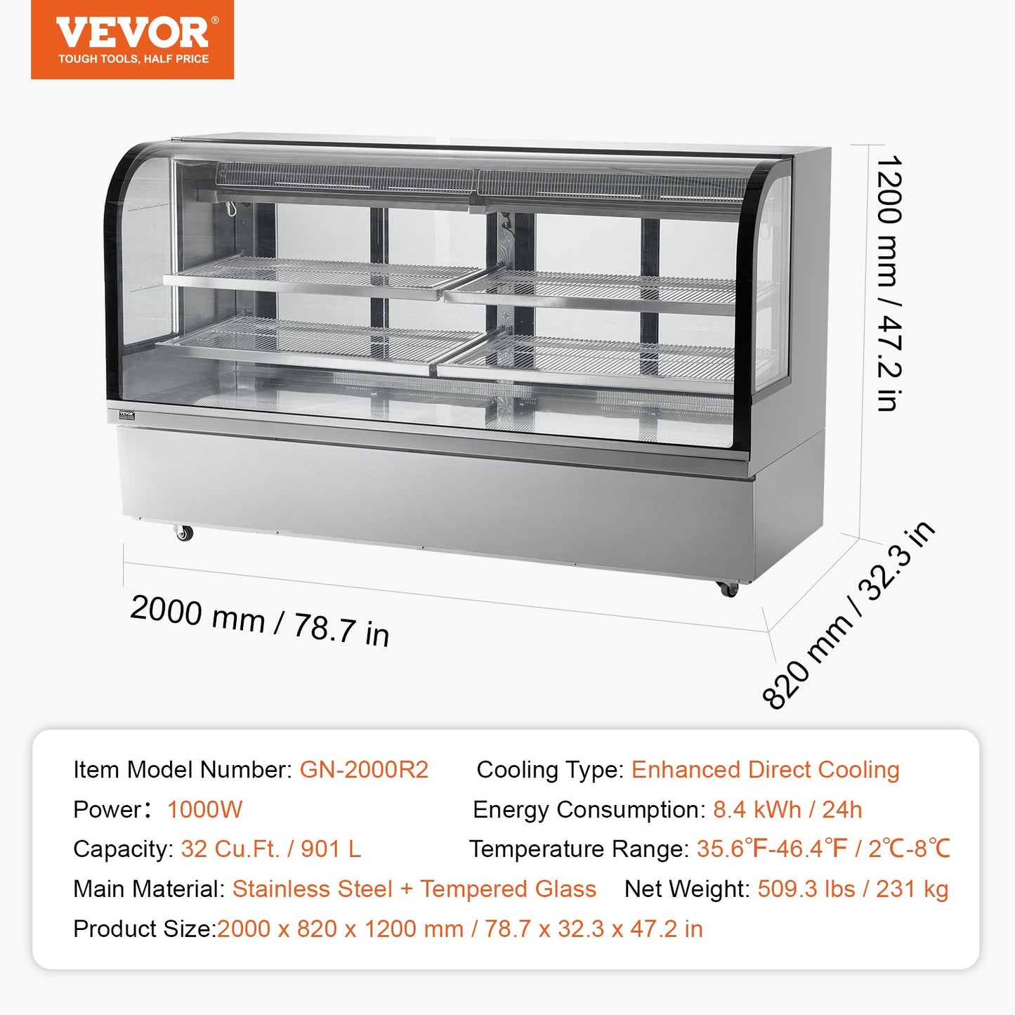 Kylskåp Bakery Display Kylskåp 32 cu ft/901L 4-nivå