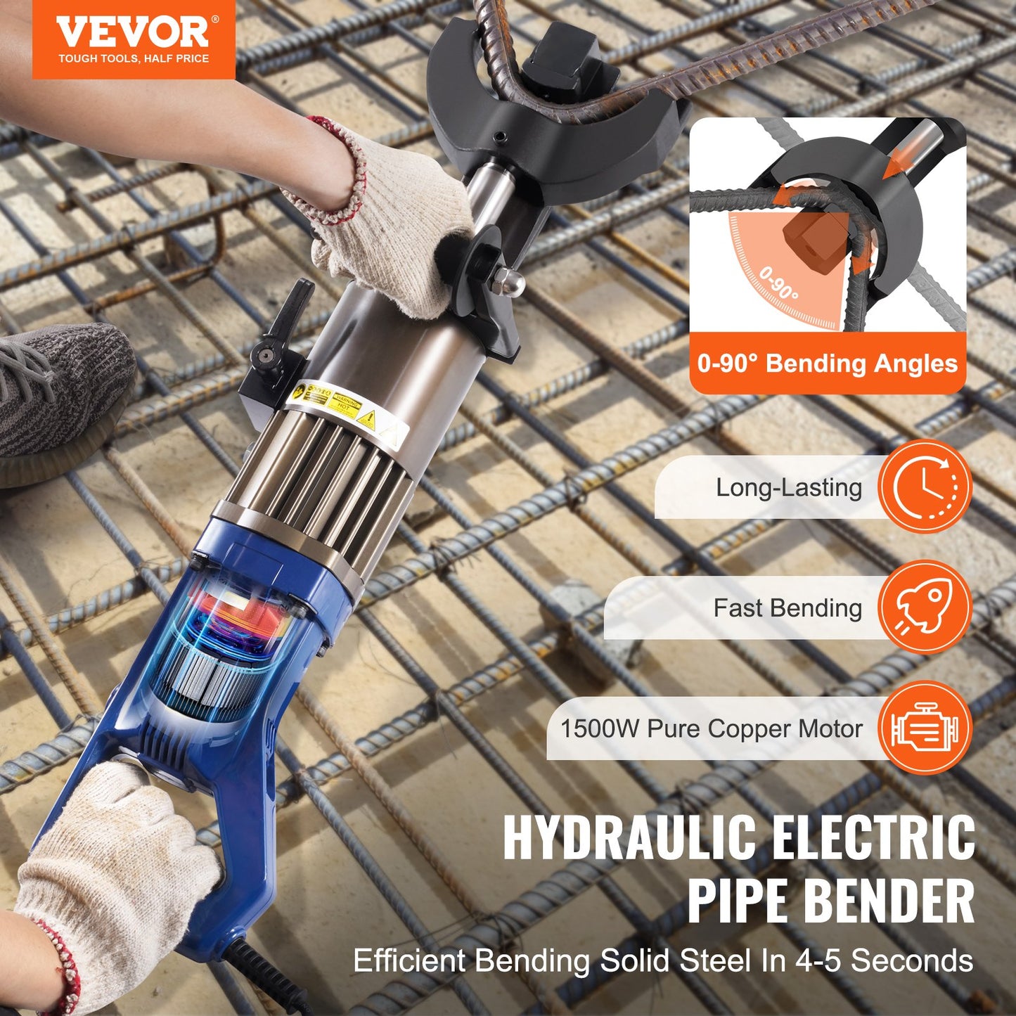 1500W elektriskt hydrauliskt armeringsjärn Benderup till 7/8 tum #7 (12-22 mm) armeringsjärn